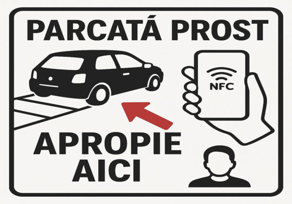 Sticker NFC Auto - "Parcată prost"