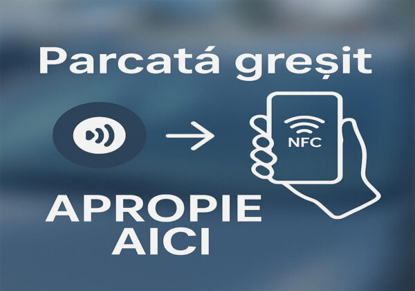 Sticker NFC Auto - "Parcată greșit?"
