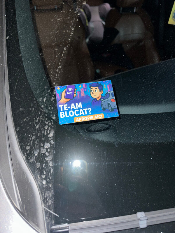 Sticker NFC Auto - "Te-am blocat?"