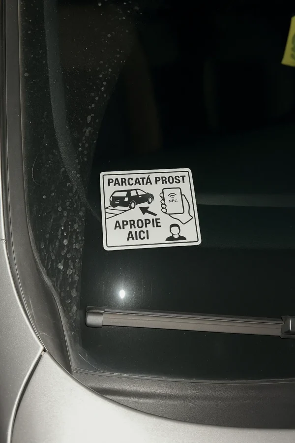 Sticker NFC Auto - "Parcată prost"