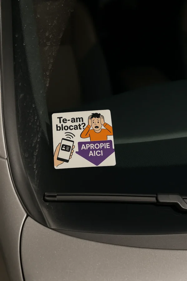 Sticker NFC Auto - "Te-am blocat?"